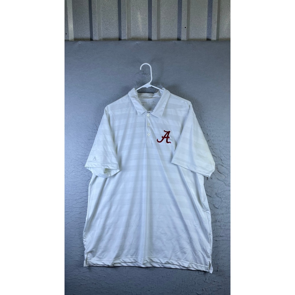 Antigua Alabama Crimson Tide Polo Mens XL White Excellent Embroidered Logo